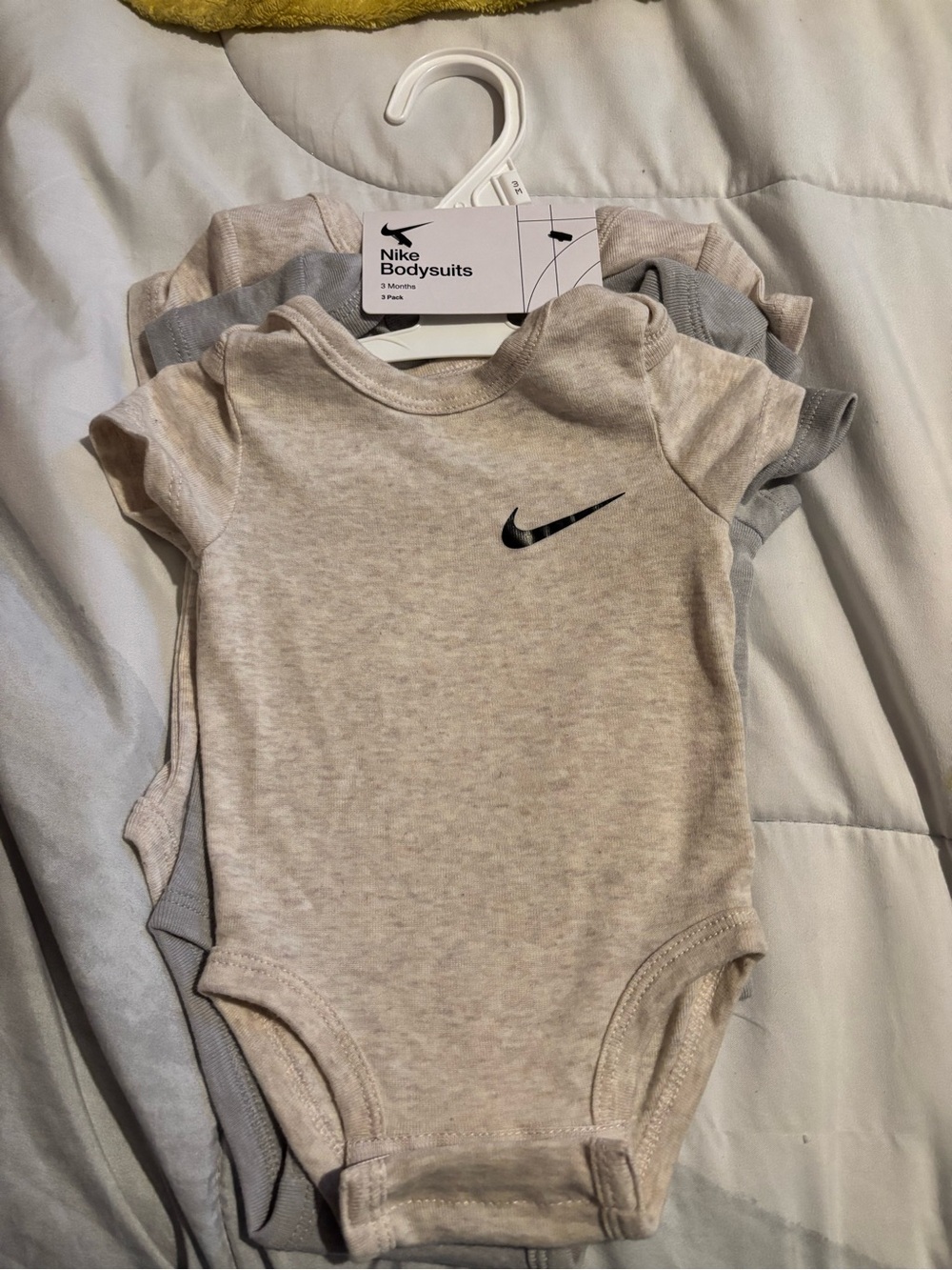 Nike Neutral/Gray Baby Bodysuit 3-Pack with Black Swoosh
